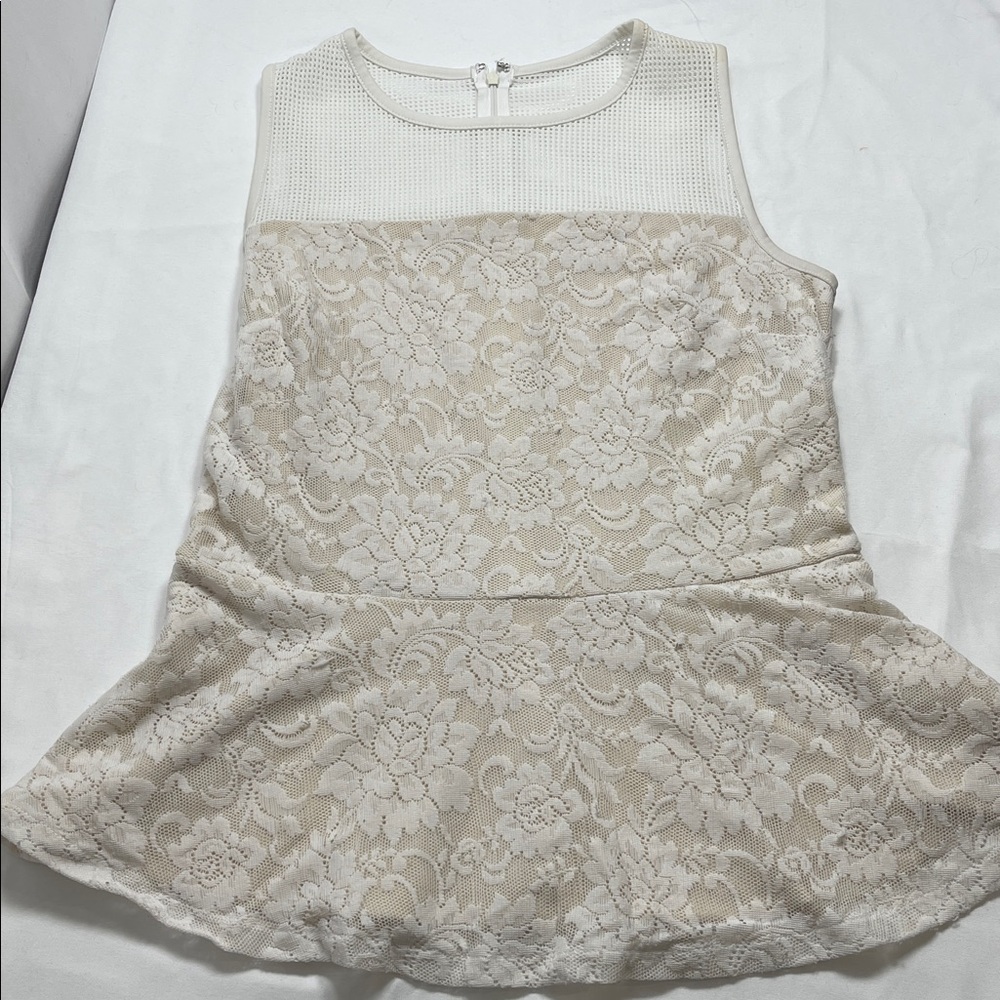 New York & Company Cream Lace Blouse